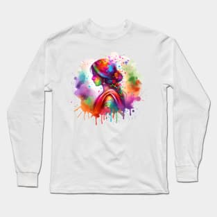 An Indian woman with a splash of colors Long Sleeve T-Shirt